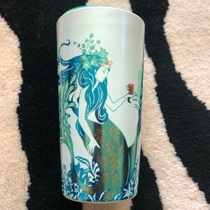 Starbucks 2022 Teal Blue Green Gold Metallic Siren Mermaid Ceramic 12oz Tumbler